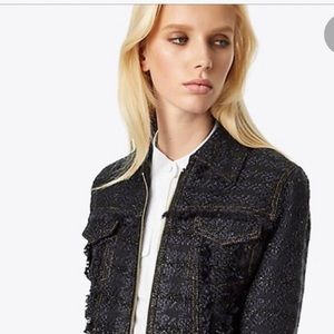 Tory Burch Aria Metallic Tweed Jacket 6